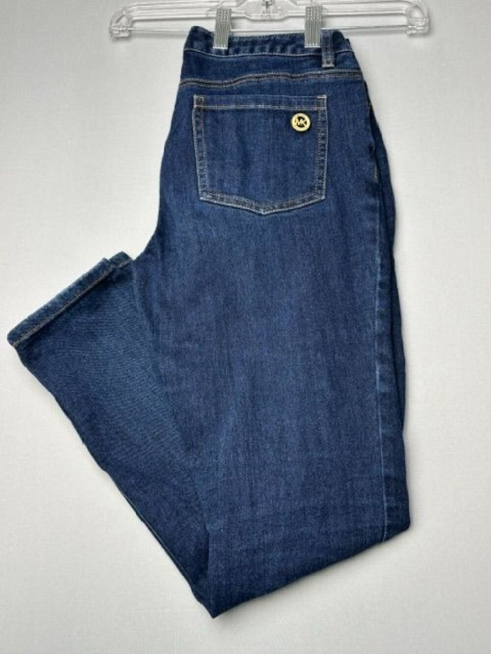 Michael Kors MK Women's Blue Straight Leg Stretch Jeans Size 4 Dark Wash Mid